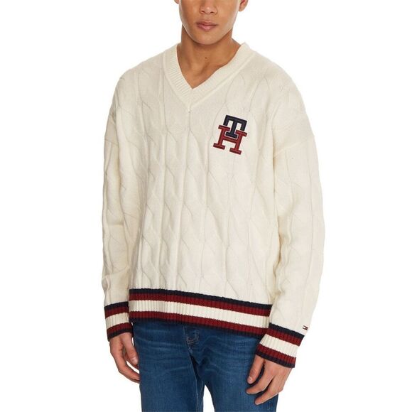 Tommy Hilfiger Mens Wool Monogram Pullover Sweater Size 2XL - Picture 1 of 3